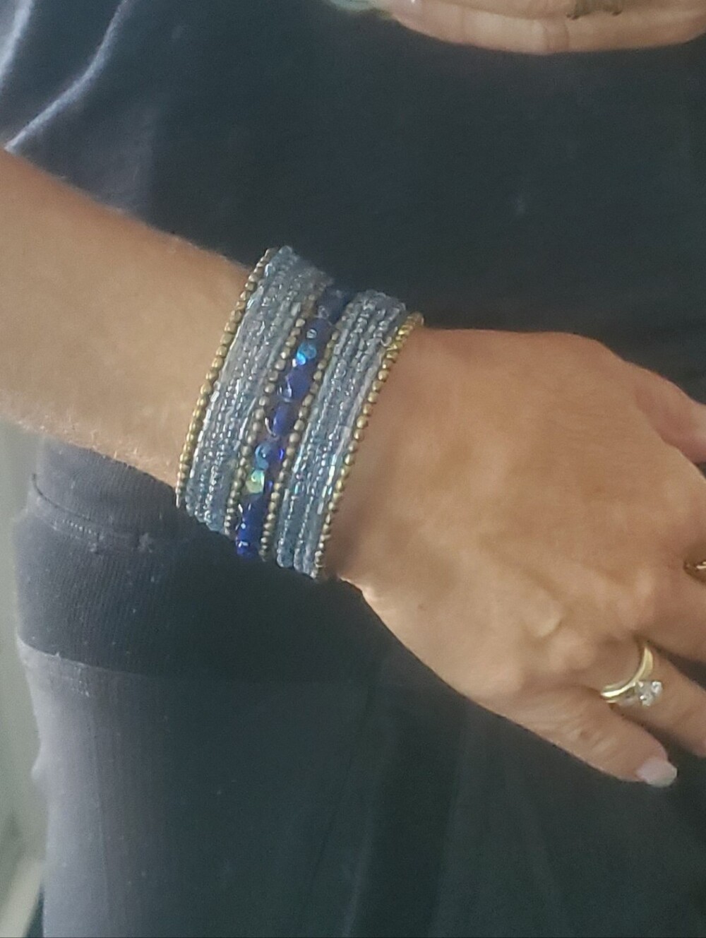Beaded Seed Bead Wrap Cuff Bracelet
